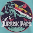 thumbnail image 2 of Girl's Jurassic Park Retro T. rex and Velociraptor Graphic Tee Tahiti Blue X Small, 2 of 4