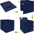 thumbnail image 5 of EZOWare Set of 4 Foldable Fabric Basket Bins, Storage Organizer Cube 10.5 x 10.5 x 11 inch for Nursery, Playroom, Kids, Living Room - Denim Blue, 5 of 8