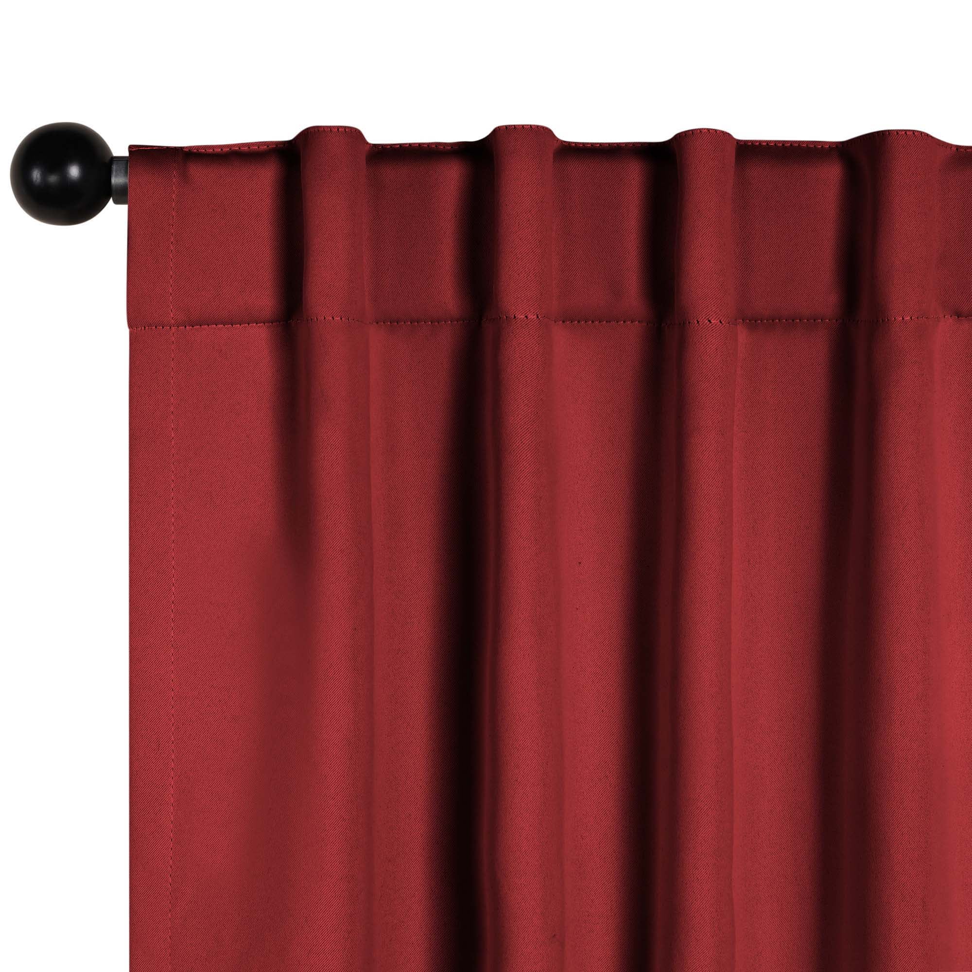 Superior Blackout Solid Light Filtering Back Tab Curtain Panel Set, 52" x 96", Sangria