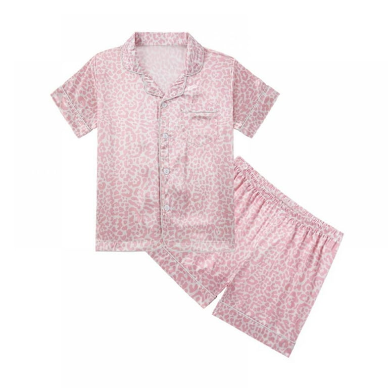 4 6 8 10 12 14 Years Children Satin Pajamas Sets Kids Sleepwear Pyjamas  Solid Color