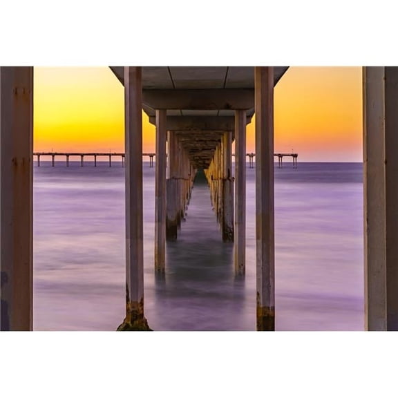 36 x 24 in. Ocean Beach, San Diego Pier Sunset Fine Print Wall Art
