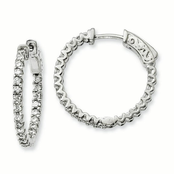 Primal Silver Sterling Silver Rhodium-plated Cubic Zirconia 48 Stone In and Out Hoop Earrings