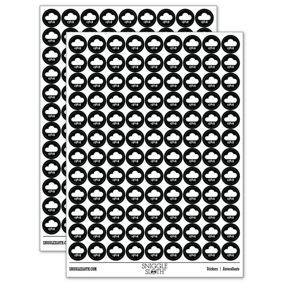 Rain Cloud Solid 200 Round Stickers - Black - Gloss Finish - 0.50" Size