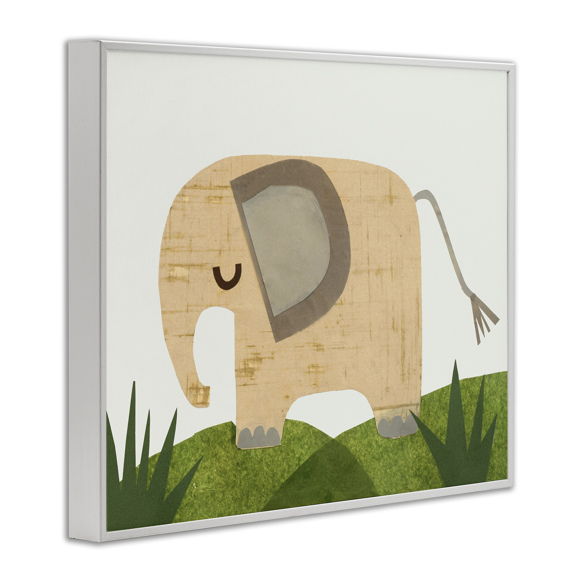 Stupell Industries Cozy Corner Elephant Animals & Insects Painting White Framed Art Print Wall Art, 20 x 16