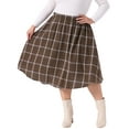 thumbnail image 4 of Agnes Orinda Women's Plus Size A Line Knee Length Flare Plaid Skirts 2X Brown, 4 of 6