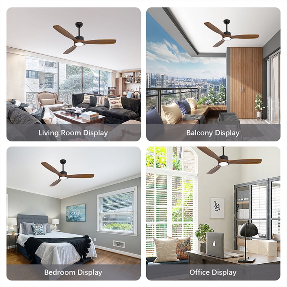 Wozzio 52 inch Ceiling Fan with Light and Remote Indoor/Bedroom/Patios/Living Room