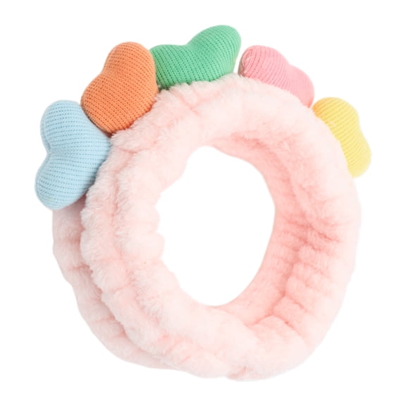 Unique Bargains Fashion Cute Plush Heart-shaped Headwrap for Women 7.87"x2.36" Dark Pink