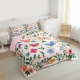 thumbnail image 4 of Manfei Kawaii Cartoon Butterflies Bedding Comforter Set,Green Leaves Multicolor Daisy Twin Comforter Sets,Pink Green Bedding Set For Teens Girls,Uper Cozy Room Decor Reversible,2-Piece, 4 of 9