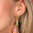 thumbnail image 3 of Gem Stone King 18K Yellow Gold Plated Silver Green Peridot Sky Blue Aquamarine and White Lab Grown Diamond Drop Dangle Earrings for Women (2.93 Cttw, Heart Shape 7MM, Round 4MM), 3 of 4