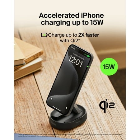 Belkin - BoostCharge Pro Convertible Magnetic Wireless Charging Stand with Qi2 15W - Black