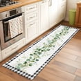 thumbnail image 2 of Runner Rug 2 x 6 Ft, Green Eucalyptus Leaves Washable Non-Slip Floor Mat for Kitchen Hallway/Entryway, Modern Art Farmhouse Plaid Long Kitchen Runner Area Rugs for Living Room, Low-Profile, 2 of 8