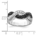 thumbnail image 3 of Sterling Silver Rhodium Black and Clear CZ Wavy Ring, 3 of 6