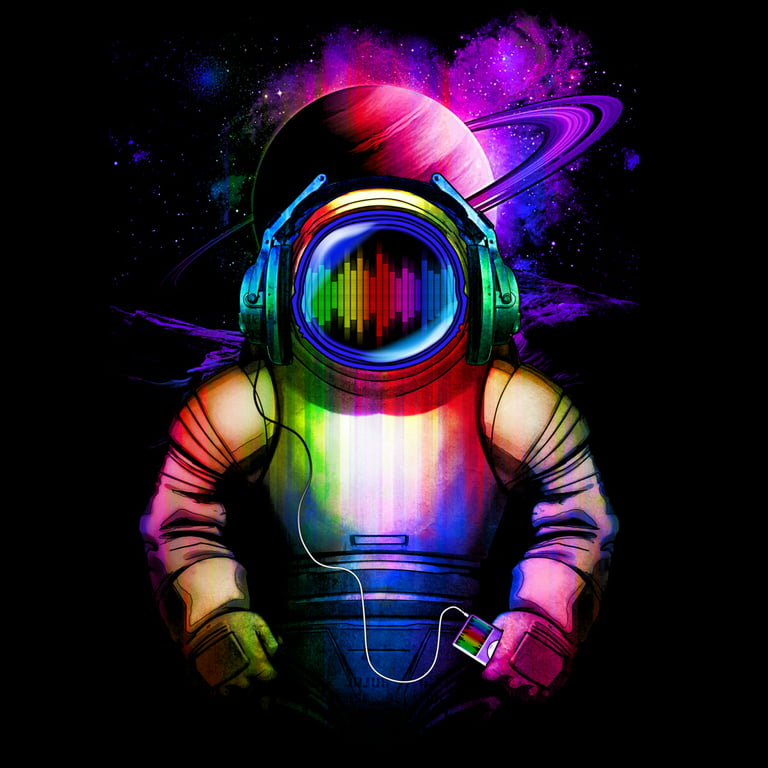 Music in Space Black Graphic Crew Neck Sweatshirt - Design By