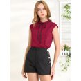 thumbnail image 3 of INSPIRE CHIC Women's Tie Neck Cap Sleeve Button Down Ruffle Summer Shirt, 3 of 6