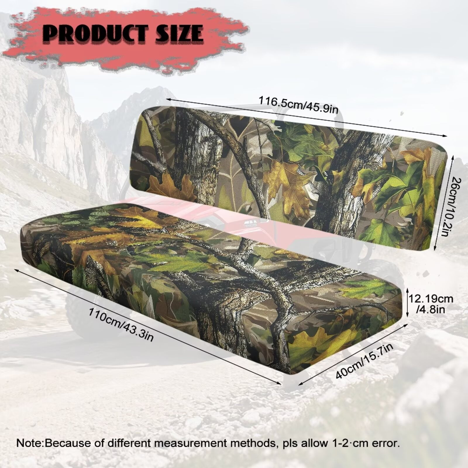 Uorisanigo UTV Seat Covers Set Dustproof Camouflage Hunting Mule Seat Cover Cushion Suitable for Kawasaki Mule 4010 4x4 2009-2025 Full Protection Covers, Anti-Slip UTV Accessories