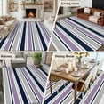 thumbnail image 5 of Area Rug for Living Room, Purple Grey Striped Non-Slip Indoor Large Carpet for Bedroom/Dining Room, Farmhouse Stripes Modern Abstract Art Washable Low-Profile Rectangle Floor Runner Rugs - 5 x 8 Ft, 5 of 8