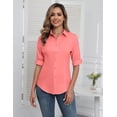 thumbnail image 3 of Zeagoo Womens Button Down Shirt 3/4 Length Sleeves Dress Tops Collared Fashion Shirts for Spring Summer, 3 of 6