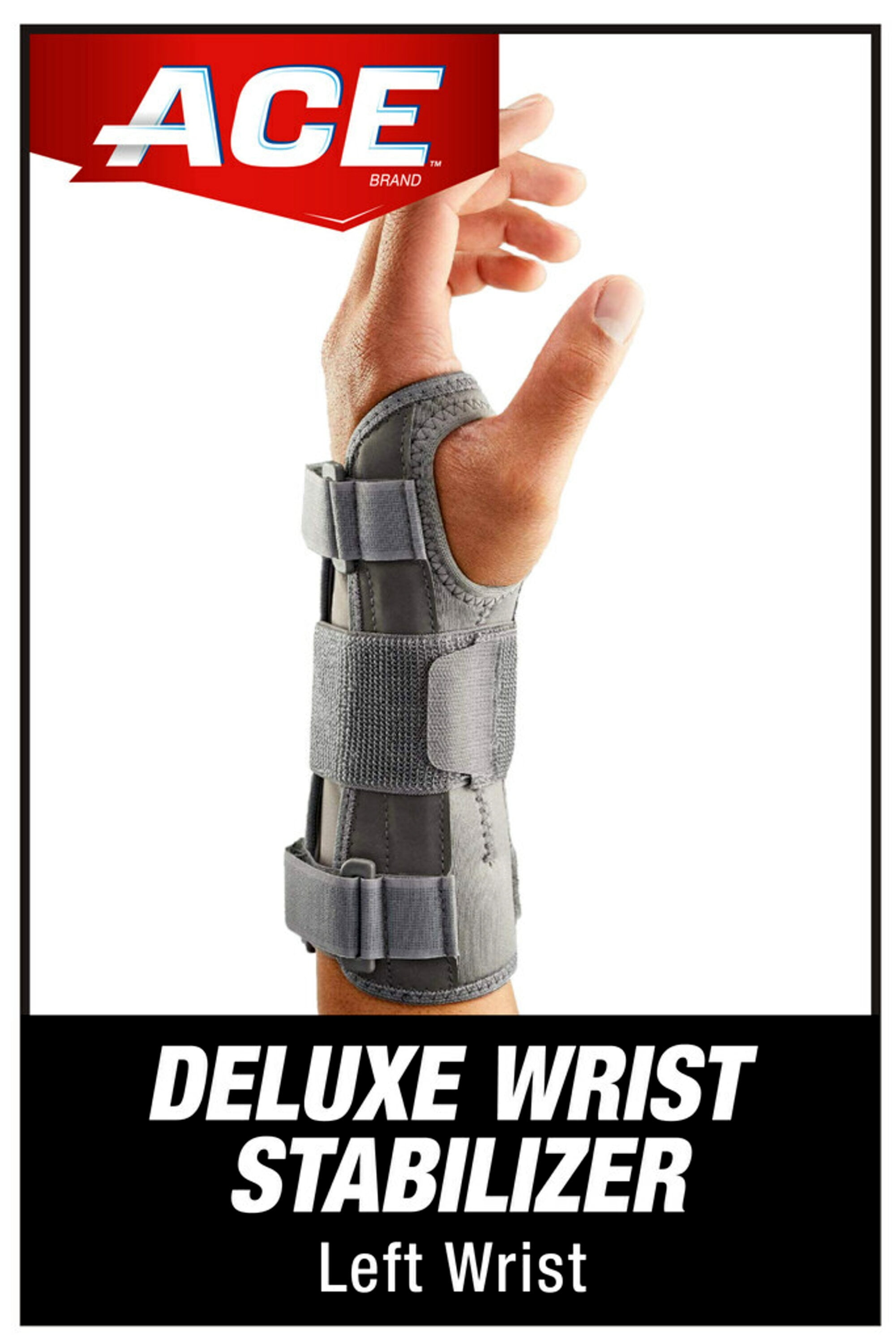 ACE Brand Deluxe Wrist Brace, Left Wrist, Firm Stability, All Day Wear