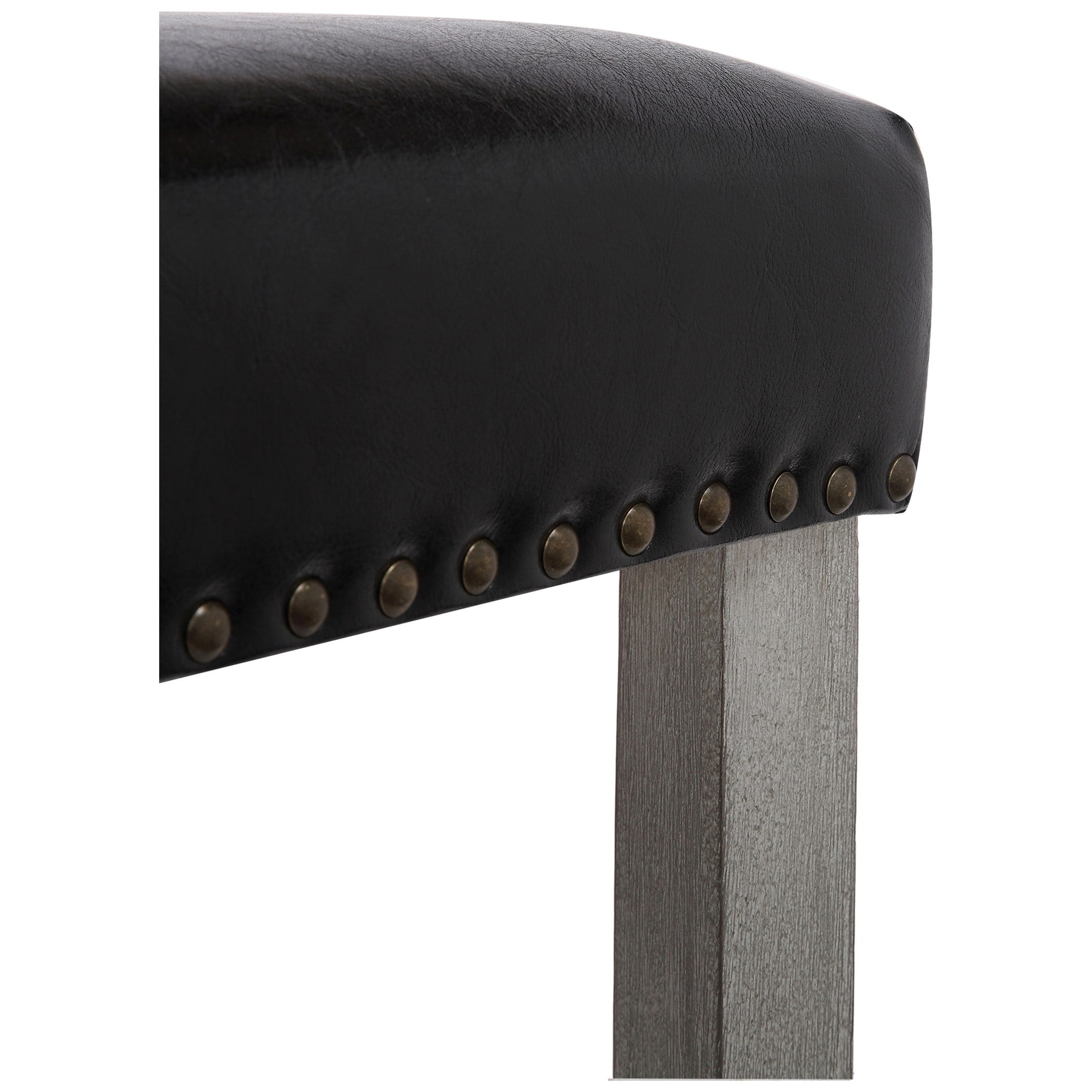 24" Inch Upholstered Saddle Seat Bar Stool (Set of 2), Antique Gray/Leather