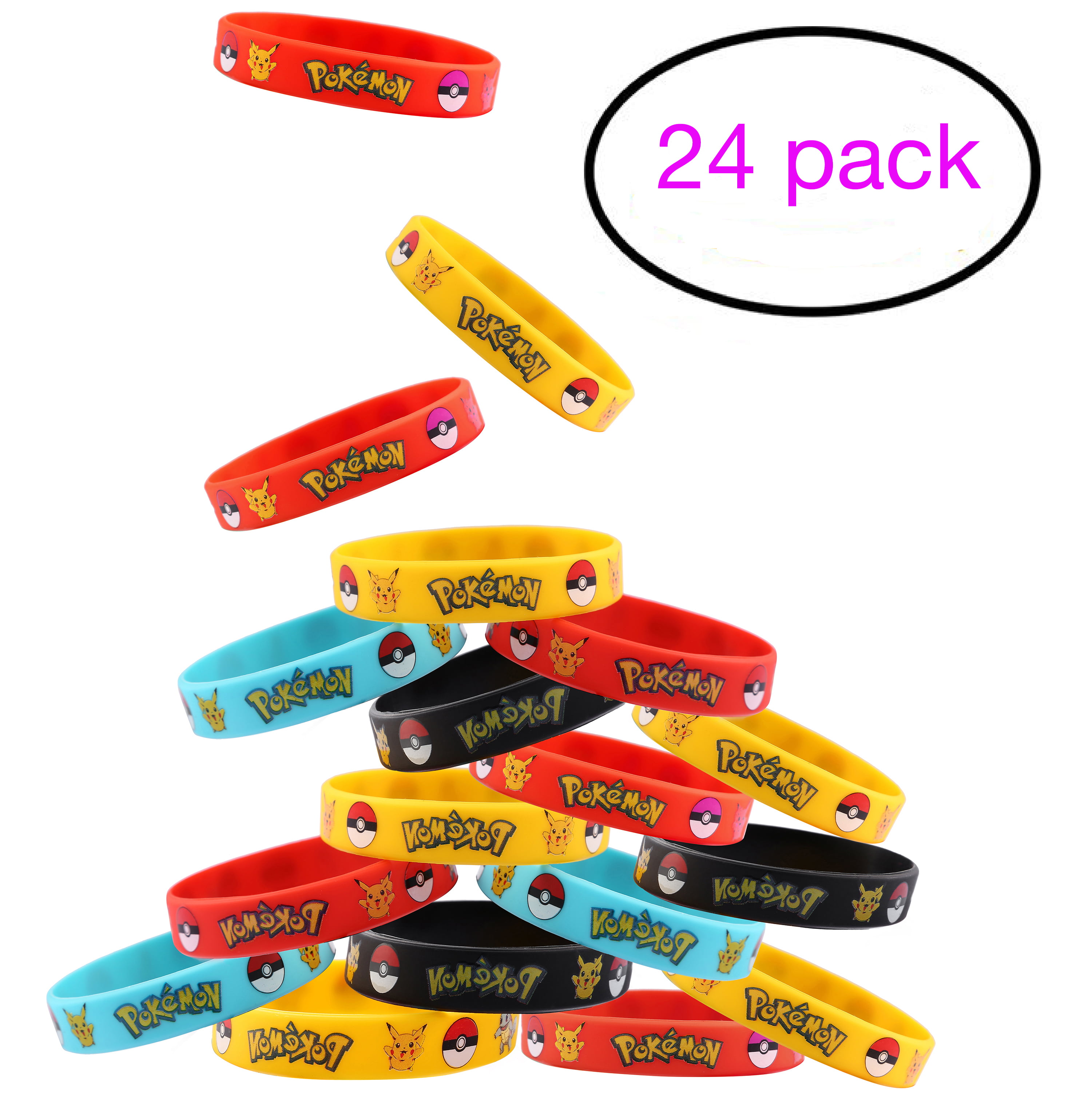 24 Count Pokemon Rubber Bracelet Wristband - Birthday Party Favors Supplies  - Walmart.com