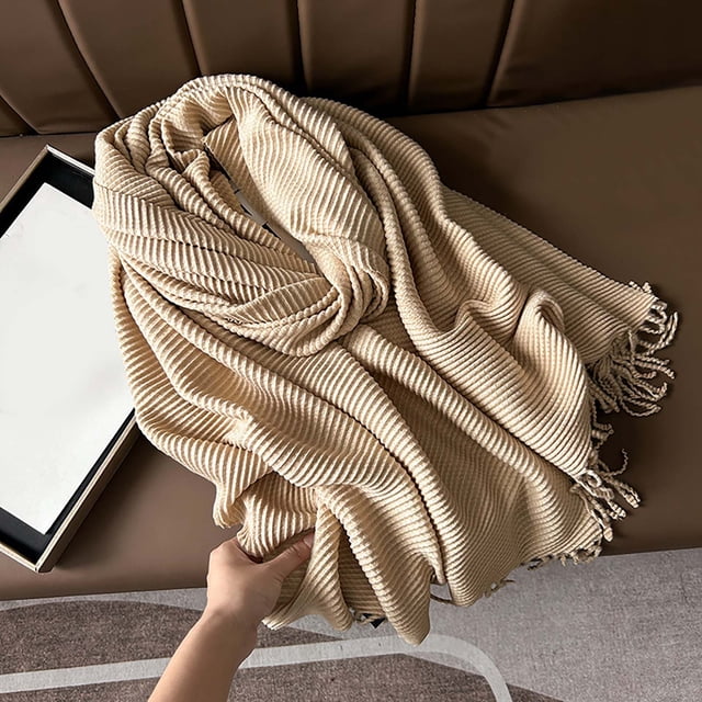RXIRUCGD Women's Fashionable Solid Color Fold Soft Skin Friendly Scarf( Beige )