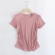 thumbnail image 1 of Fiudx Ofertas de La Semana Blusas Informales de Manga Corta con Cuello Redondo y Cuello Redondo Liso a La Moda para Mujer, 1 of 7