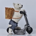 thumbnail image 4 of Michellecmm Home Resin Statue Dog Cat Riding Scooters Shape with Baskets Fashion Cute House Figurines, 4 of 9