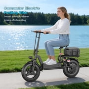 1000W Peak Motor Electric Scooter for Adults, 25MPH Top Speed, 35 Miles Max Range, 48V 15Ah Battery, E Scooter with Seat, Dual Suspension, 14 Foldable E-Scooter with Rear Box for Cargo
