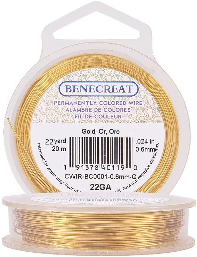 22Gauge Tarnish Resistant Gold Wire 66Feet/22Yard Copper Jewelry