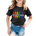 thumbnail image 1 of LUOGENLI T-Shirt pour Filles Enfants Mode Décontractée Imprimé Col Rond Manches Courtes Ample T-Shirt Maxi avec Fente Noir 6-7 Ans, 1 of 4