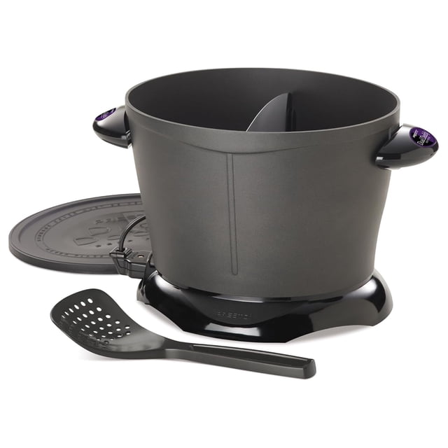 Presto Friteuse Électrique DualDaddy avec Séparateur, Céramique Antiadhésive, Noire