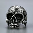 thumbnail image 4 of Heavy Punk Skull Rings For Men Real 14K White Gold Jewelry Motorcycle Biker Rings Skeleton Finger Band, 4 of 6