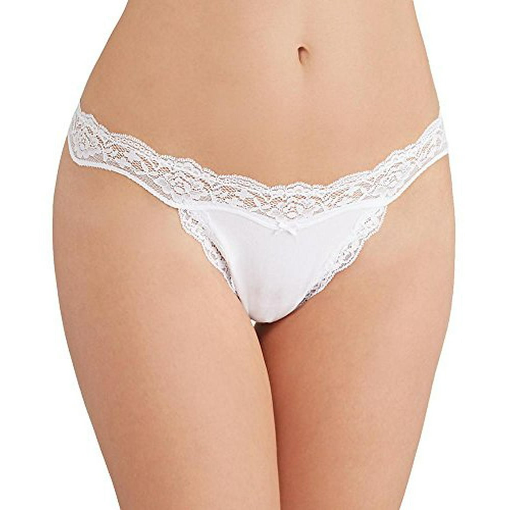 0 DKNY Women's Downtown Cotton GString Underwear (Medium, White