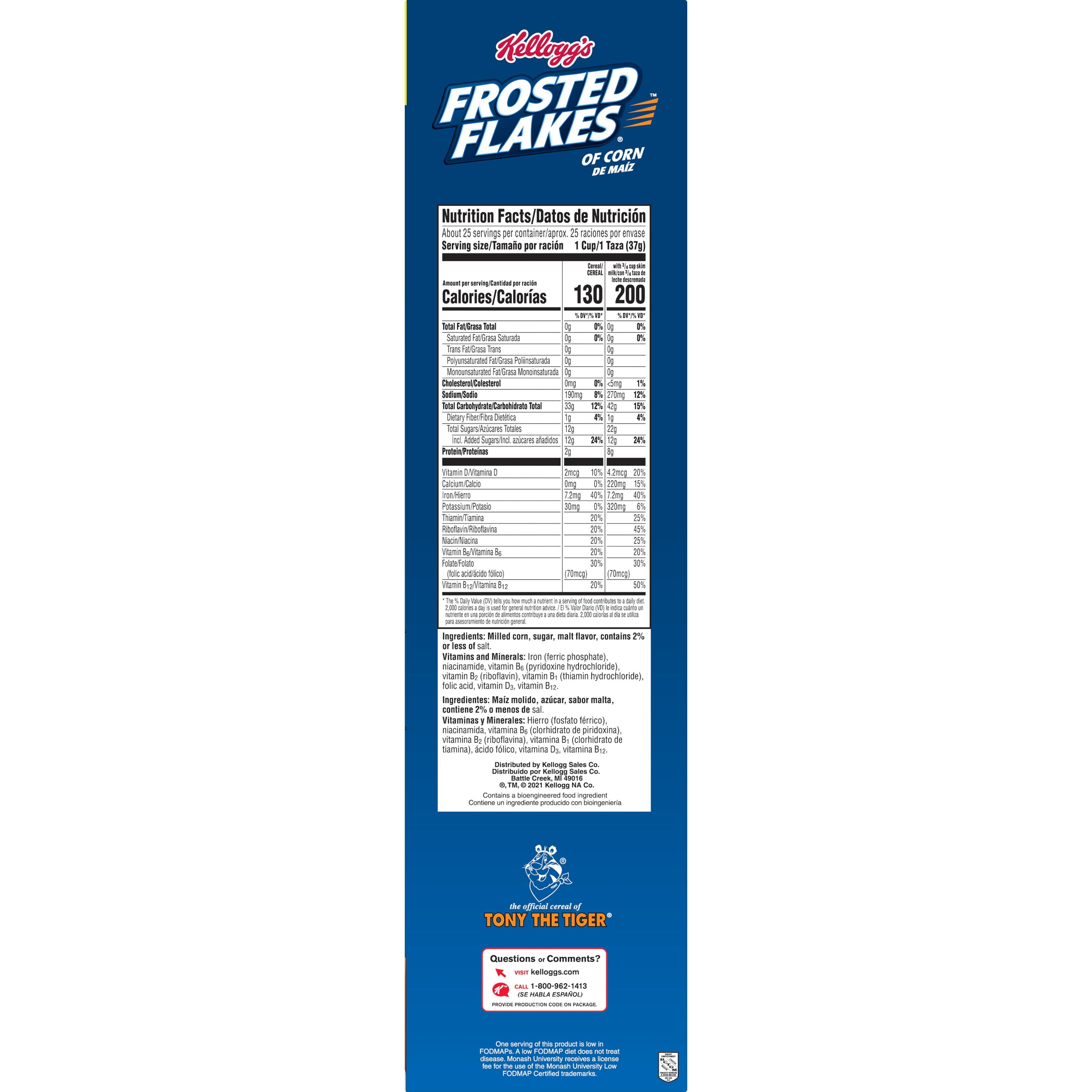 Frosted flakes nutrition labels