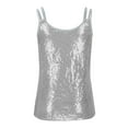 thumbnail image 3 of Felirenzacia Women’s Shimmer Sequin Tank Top Sleeveless Sparkly Party Night Out Clubwear Blouse, Silver,S (4), 3 of 9