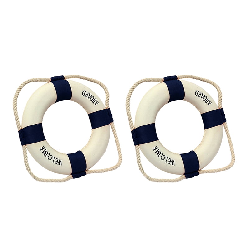 2X Aboard Foam Nautical Life Ring Boat Wall Hanging Blue 50cm