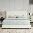thumbnail image 5 of Bridgevine Home King Size White Polyester Upholstered Platform Bed with Veneer Headboard, 5 of 19