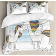 thumbnail image 1 of Unicorn King Size Duvet Cover Set, Pegasus Horses with Manes in Rainbow Colors and Wings Sweet Mythological Kids Tale, Decorative 3 Piece Bedding Set with 2 Pillow Shams, Multicolor, by Ambesonne, 1 of 3