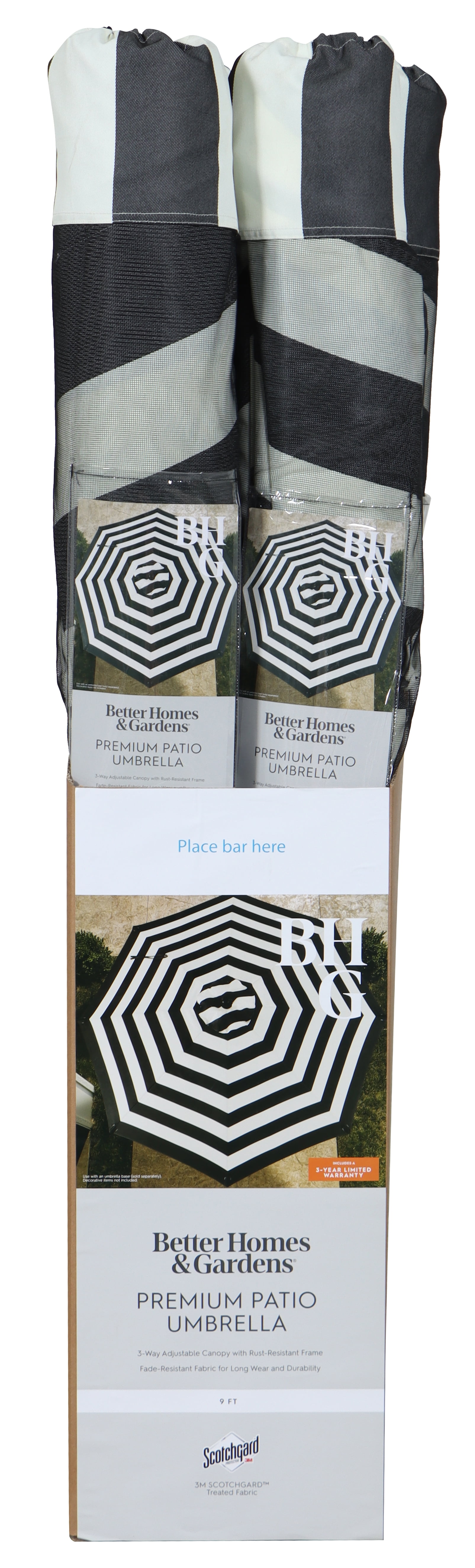 better homes and gardens striped patio umbrella Better Homes & Gardens Premium 9' Stripe Round Market Patio Umbrella, Crank  Lift, 3-Angle Tilt