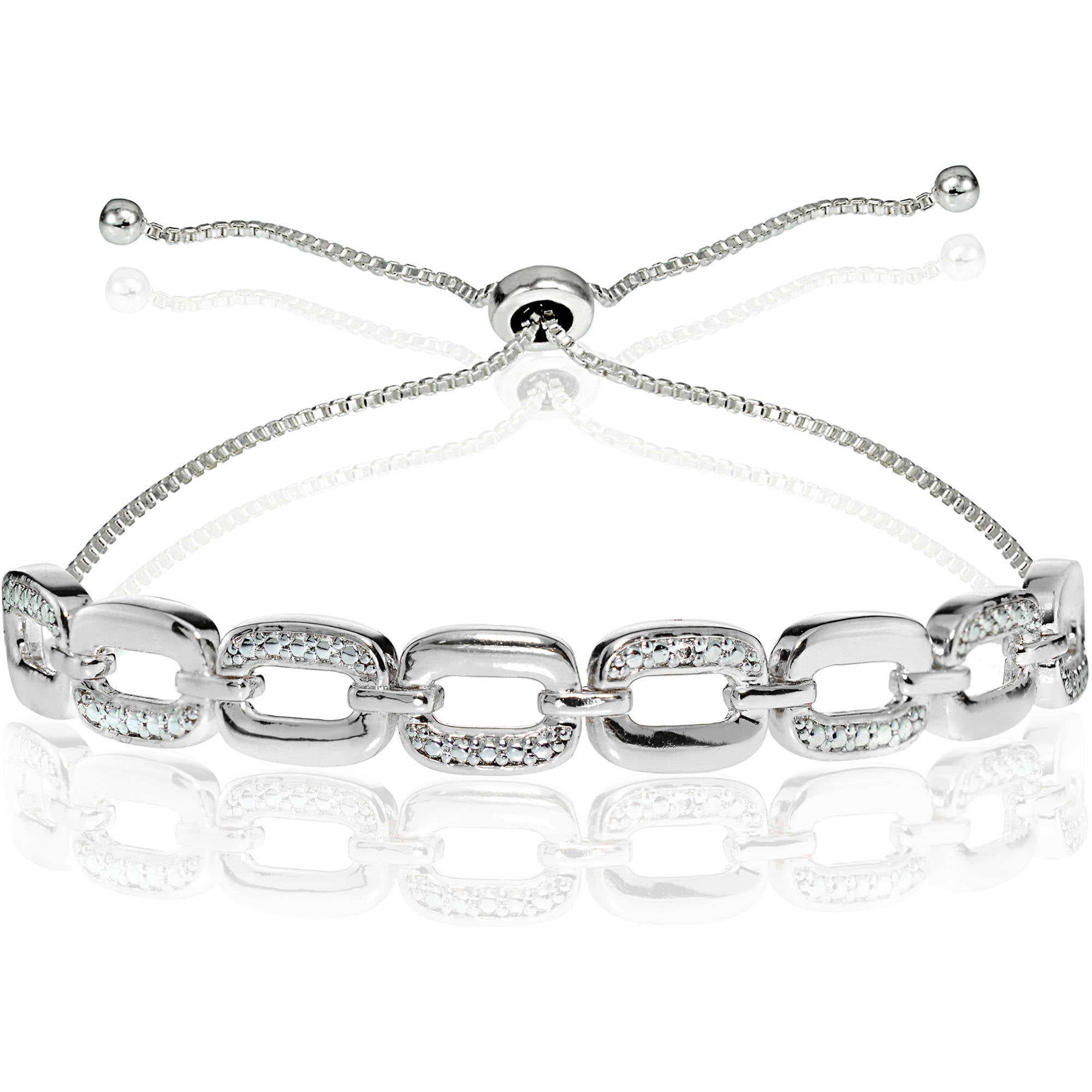 Diamond Accent Sterling Silver Adjustable Bracelet