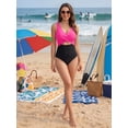 thumbnail image 5 of MOYIKO One Piece Swimsuits for Women Tummy Control High Waisted Bathing Suit Sexy V Neck Wrap Tie Back 1 Piece Swimsuit, 5 of 7