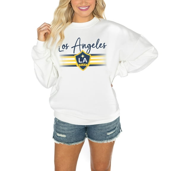 Women's Gameday Couture White LA Galaxy Matchday Crewneck Drop Shoulder Sweatshirt
