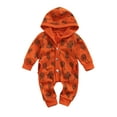 thumbnail image 1 of Seyurigaoka Babies Hooded Jumpsuit Caramel Lion/ Tree Printed Pattern Romper, 1 of 7