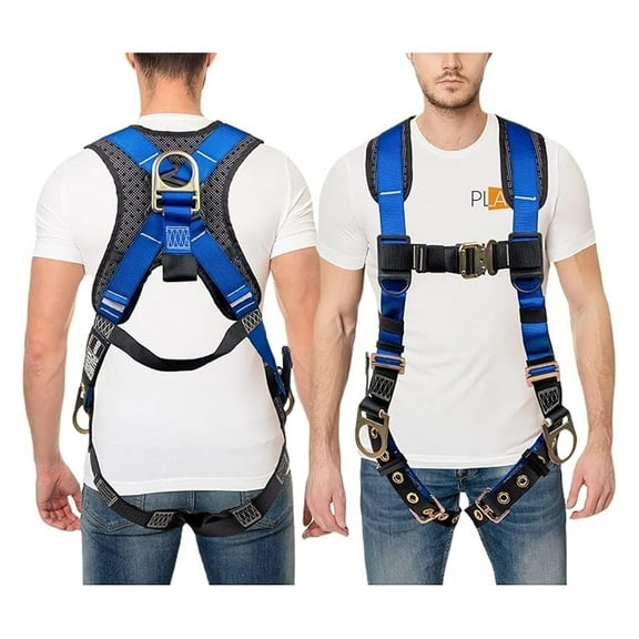 Full Body Harness with 5 Point Adjustment, Dorsal D-ring, Grommet Legs, Two Side D Rings, and Fall Indicators