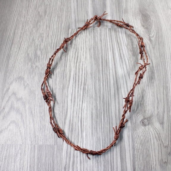 1 Leather Barbed Wire Necklace Antique Brown Colored #5264