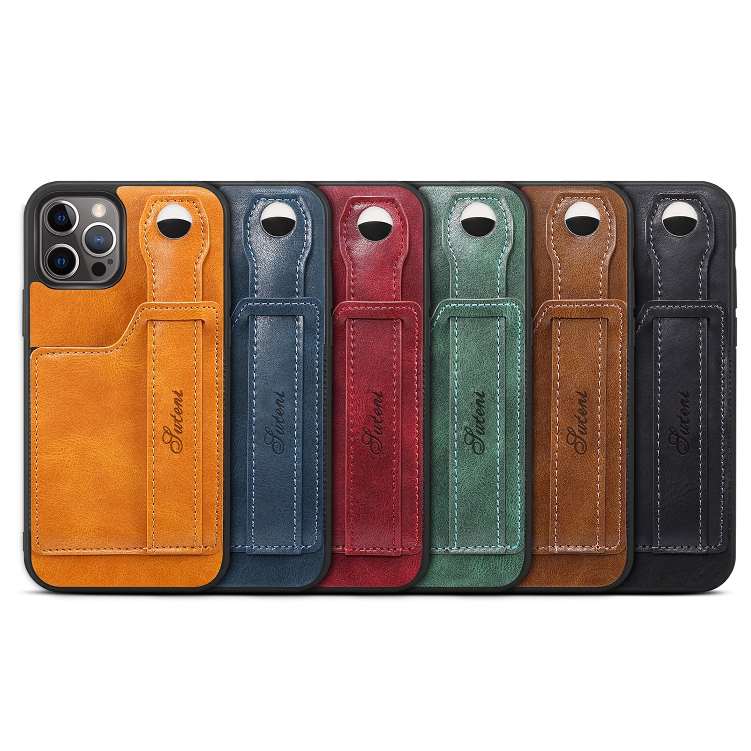 iPhone  Pro Case,Crossbody Wallet Case Leather with Hand Strap  Holder,Kickstand,Vertical plug in card