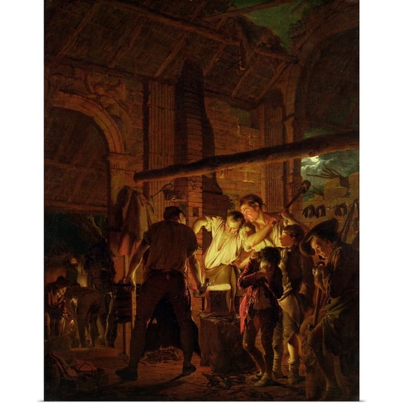 Great BIG Canvas | Rolled Joseph Wright Poster Print entitled The Blacksmith's Shop