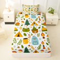 thumbnail image 3 of Manfei Lovely Bear Twin Sheets,Cute Camping Print Bedding,White,3 Pieces,1 Fitted Sheet and 1 Pillowcase, 3 of 6