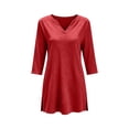 thumbnail image 5 of Neewe Womens Tunic Tops 3/4 Sleeve Loose Fit Tunics Dressy Casual Split Hem Top for Leggings S-2XL, 5 of 5