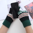 thumbnail image 4 of Women Men Warm Stretch Knitted Gloves Mittens Winter Keep Warm Splicing Print Knitting Golves Outdoor Riding Driving Mittens With Plush, 4 of 5